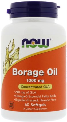 Borage Oil, 1000 mg, 60 Softgels by Now Foods, 補充劑，efa omega 3 6 9（epa dha），琉璃苣油 HK 香港