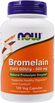 Bromelain, 500 mg, 120 Veg Capsules by Now Foods, 補充劑，酶，菠蘿蛋白酶 HK 香港