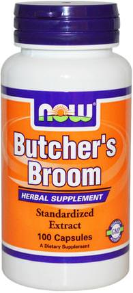 Butchers Broom, 100 Capsules by Now Foods, 美容，抗衰老，乙醇酸，草藥，屠夫掃帚 HK 香港