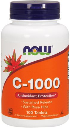 C-1000, 100 Tablets by Now Foods, 維生素，維生素c，維生素c生物類黃酮玫瑰果 HK 香港
