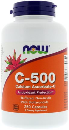 C-500, Calcium Ascorbate-C, 250 Capsules by Now Foods, 維生素，補品，抗壞血酸鈣 HK 香港