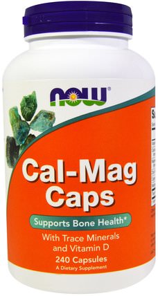 Cal-Mag Caps, 240 Capsules by Now Foods, 補充劑，礦物質，鈣和鎂，微量礦物質 HK 香港