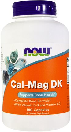 Cal-Mag DK, 180 Capsules by Now Foods, 補品，礦物質，鈣和鎂，健康，骨骼 HK 香港