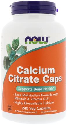 Calcium Citrate Caps, 240 Veg Capsules by Now Foods, 補充劑，礦物質，鈣和鎂 HK 香港