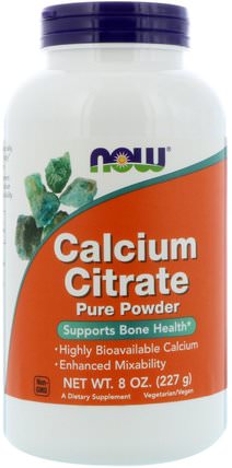 Calcium Citrate, Pure Powder, 8 oz (227 g) by Now Foods, 補品，礦物質，檸檬酸鈣 HK 香港