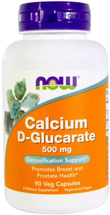 Calcium D-Glucarate, 500 mg, 90 Veggie Caps by Now Foods, 補充劑，礦物質，鈣和葡萄糖酸鈣 HK 香港