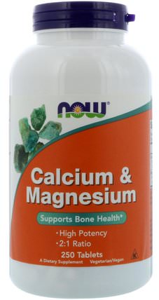 Calcium & Magnesium, 250 Tablets by Now Foods, 補充劑，礦物質，鈣和鎂 HK 香港