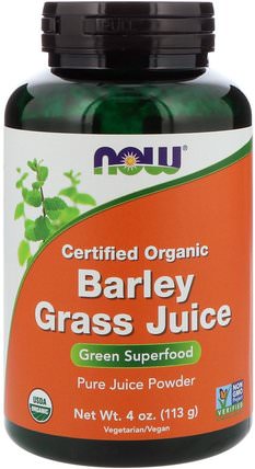 Certified Organic Barley Grass Juice, 4 oz (113 g) by Now Foods, 補品，超級食品，大麥草 HK 香港