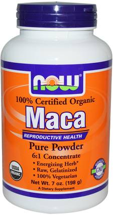 Certified Organic Maca, Pure Powder, 7 oz (198 g) by Now Foods, 健康，男人，瑪卡 HK 香港