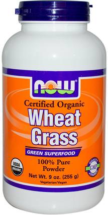 Certified Organic Wheat Grass, 9 oz (255 g) by Now Foods, 食品，小麥製品，超級食品，小麥草 HK 香港
