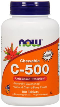 Chewable C-500, Cherry-Berry Flavor, 100 Tablets by Now Foods, 維生素，維生素c HK 香港