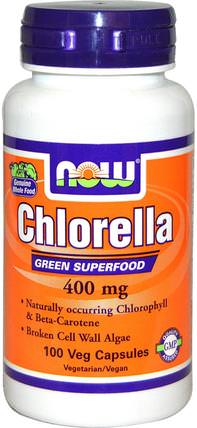 Chlorella, 400 mg, 100 Veg Capsules by Now Foods, 補品，超級食品，小球藻 HK 香港