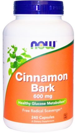 Cinnamon Bark, 600 mg, 240 Capsules by Now Foods, 草藥，肉桂提取物 HK 香港