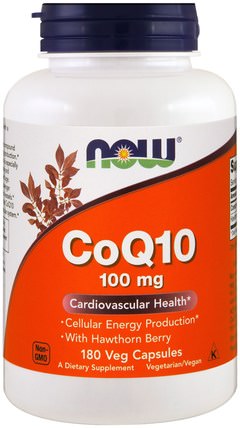 CoQ10, 100 mg, 180 Veggie Caps by Now Foods, 補充劑，輔酶q10，coq10 HK 香港