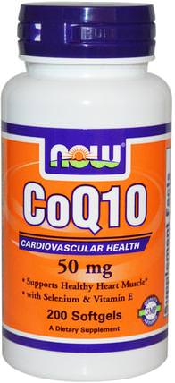 CoQ10, 50 mg, 200 Softgels by Now Foods, 補充劑，輔酶q10，coq10 050毫克 HK 香港