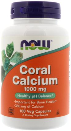 Coral Calcium, 1.000 mg, 100 Veg Capsules by Now Foods, 補充劑，礦物質，鈣和鎂，珊瑚鈣 HK 香港
