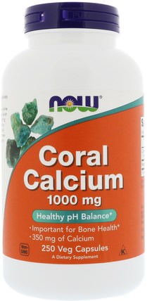 Coral Calcium, 1.000 mg, 250 Veg Capsules by Now Foods, 補品，礦物質，鈣，珊瑚鈣 HK 香港