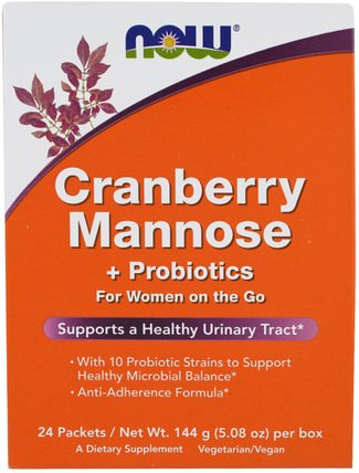 Cranberry Mannose + Probiotics, 24 Packets, (6 g) Each by Now Foods, 補充劑，d-甘露糖，益生菌 HK 香港
