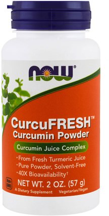 CurcuFresh Curcumin Powder, 2 oz (57 g) by Now Foods, 補充劑，抗氧化劑，薑黃素 HK 香港