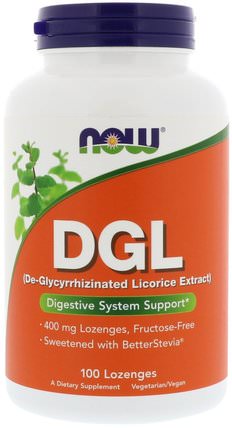 DGL, (De-Glycyrrhizinated Licorice Extract), 100 Lozenges by Now Foods, 補充劑，氨基酸，甘氨酸，健康，潰瘍 HK 香港
