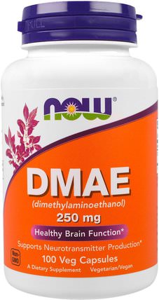DMAE, 250 mg, 100 Veggie Caps by Now Foods, 補充劑，dmae液體和標籤 HK 香港