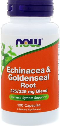 Echinacea & Goldenseal Root, 100 Capsules by Now Foods, 補充劑，抗生素，紫錐菊和黃金，紫錐菊膠囊片 HK 香港