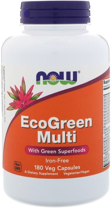 EcoGreen Multi, Iron-Free, 180 Veg Capsules by Now Foods, 健康 HK 香港