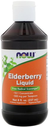 Elderberry Liquid, 8 fl oz (237 ml) by Now Foods, 健康，感冒流感和病毒，接骨木（接骨木） HK 香港