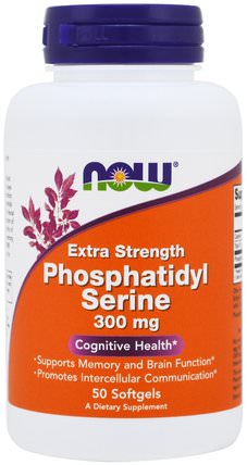 Extra Strength Phosphatidyl Serine, 300 mg, 50 Softgels by Now Foods, 補充劑，氨基酸，磷脂酰絲氨酸 HK 香港