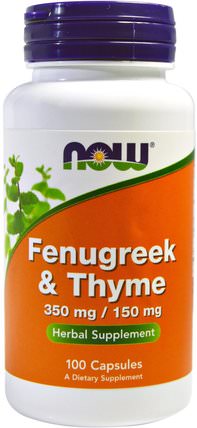 Fenugreek & Thyme, 350 mg/150 mg, 100 Capsules by Now Foods, 健康，血糖支持，胡蘆巴，草藥，百里香 HK 香港