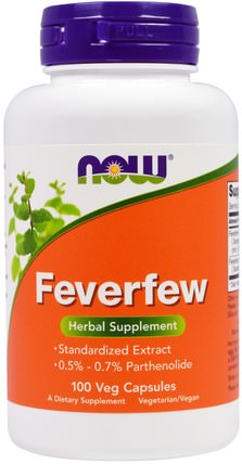 Feverfew, 100 Veggie Caps by Now Foods, 健康，頭痛，草藥，小白菊 HK 香港
