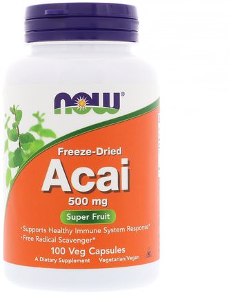 Freeze-Dried Acai, 500 mg, 100 Veg Capsules by Now Foods, 補充劑，抗氧化劑，水果提取物，超級水果，巴西莓果汁提取物 HK 香港