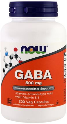 GABA, 500 mg, 200 Capsules by Now Foods, 補充劑，氨基酸，gaba（γ氨基丁酸） HK 香港