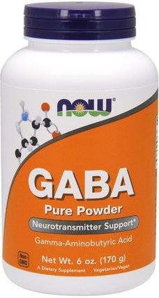 GABA, Pure Powder, 6 oz (170 g) by Now Foods, 補充劑，gaba（γ氨基丁酸） HK 香港