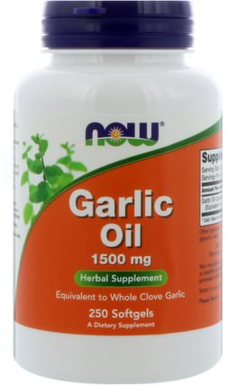 Garlic Oil, 1.500 mg, 250 Softgels by Now Foods, 補充劑，抗生素，大蒜油 HK 香港
