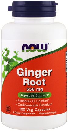 Ginger Root, 550 mg, 100 Veg Capsules by Now Foods, 草藥，姜根 HK 香港
