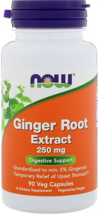 Ginger Root Extract, 250 mg, 90 Veg Capsules by Now Foods, 草藥，生薑根，消化，胃 HK 香港