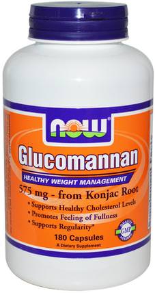 Glucomannan, 575 mg, 180 Capsules by Now Foods, 補品，纖維，葡甘聚醣（魔芋根），健康，便秘 HK 香港