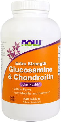 Glucosamine & Chondroitin, Extra Strength, 240 Tablets by Now Foods, 補充劑，氨基葡萄糖軟骨素 HK 香港
