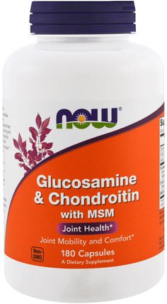 Glucosamine & Chondroitin with MSM, 180 Capsules by Now Foods, 補充劑，氨基葡萄糖軟骨素 HK 香港