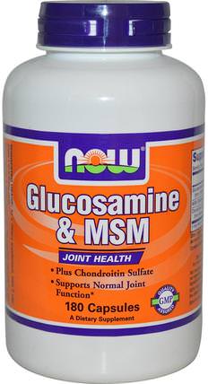 Glucosamine & MSM, 180 Veg Capsules by Now Foods, 補充劑，氨基葡萄糖軟骨素 HK 香港