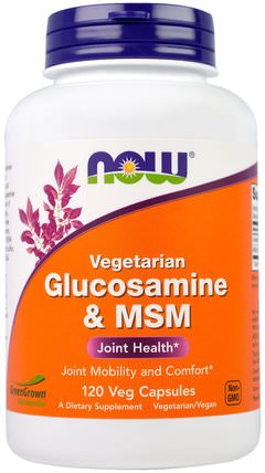 Glucosamine & MSM, Vegetarian, 120 Veg Capsules by Now Foods, 補充劑，氨基葡萄糖軟骨素 HK 香港