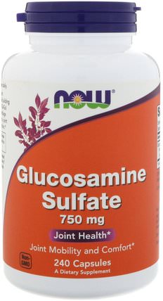 Glucosamine Sulfate, 750 mg, 240 Capsules by Now Foods, 補充劑，氨基葡萄糖軟骨素，氨基葡萄糖硫酸鹽 HK 香港