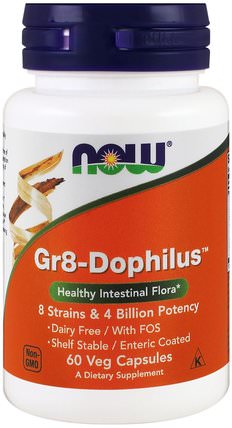 Gr8-Dophilus, 60 Veg Capsules by Now Foods, 補充劑，益生菌，嗜酸乳桿菌，穩定的益生菌 HK 香港