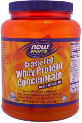 Grass-Fed Whey Protein Concentrate, Dutch Chocolate, 1.2 lbs (544 g) by Now Foods, 運動，補品，乳清蛋白 HK 香港