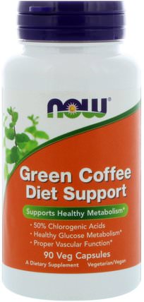 Green Coffee Diet Support, 90 Veg Capsules by Now Foods, 補充劑，抗氧化劑，綠咖啡豆提取物，減肥，飲食 HK 香港