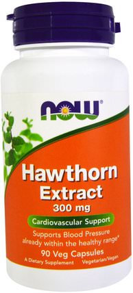 Hawthorn Extract, 300 mg, 90 Veg Capsules by Now Foods, 健康，血壓，草藥，山楂 HK 香港