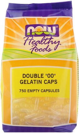 Double 00 Gelatin Caps, 750 Empty Capsules by Now Foods, 補充劑，空膠囊，空膠囊00 HK 香港