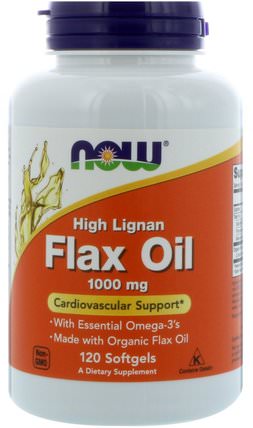 High Lignan Flax Oil, 1.000 mg, 120 Softgels by Now Foods, 補充劑，efa omega 3 6 9（epa dha），亞麻油，亞麻油軟膠囊 HK 香港