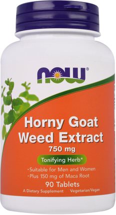 Horny Goat Weed Extract, 750 mg, 90 Tablets by Now Foods, 健康，男人，角質山羊雜草，瑪卡 HK 香港